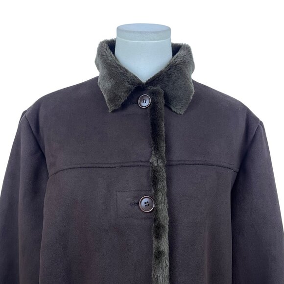 Jpercy Mens Brown Polyester Faux Fur Lined Coat Size L - Picture 5 of 9